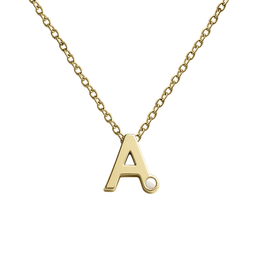 Alix Muttermilch Initialen-Kette aus massivem Gelbgold mit dem Buchstaben A