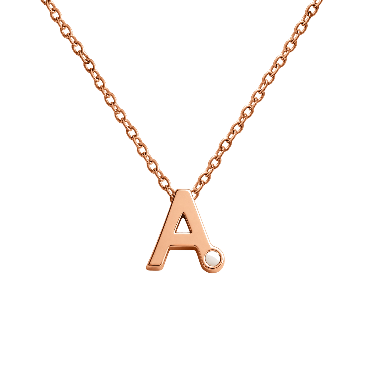 Alix Muttermilch Initialen-Kette aus massivem Roségold mit dem Buchstaben A
