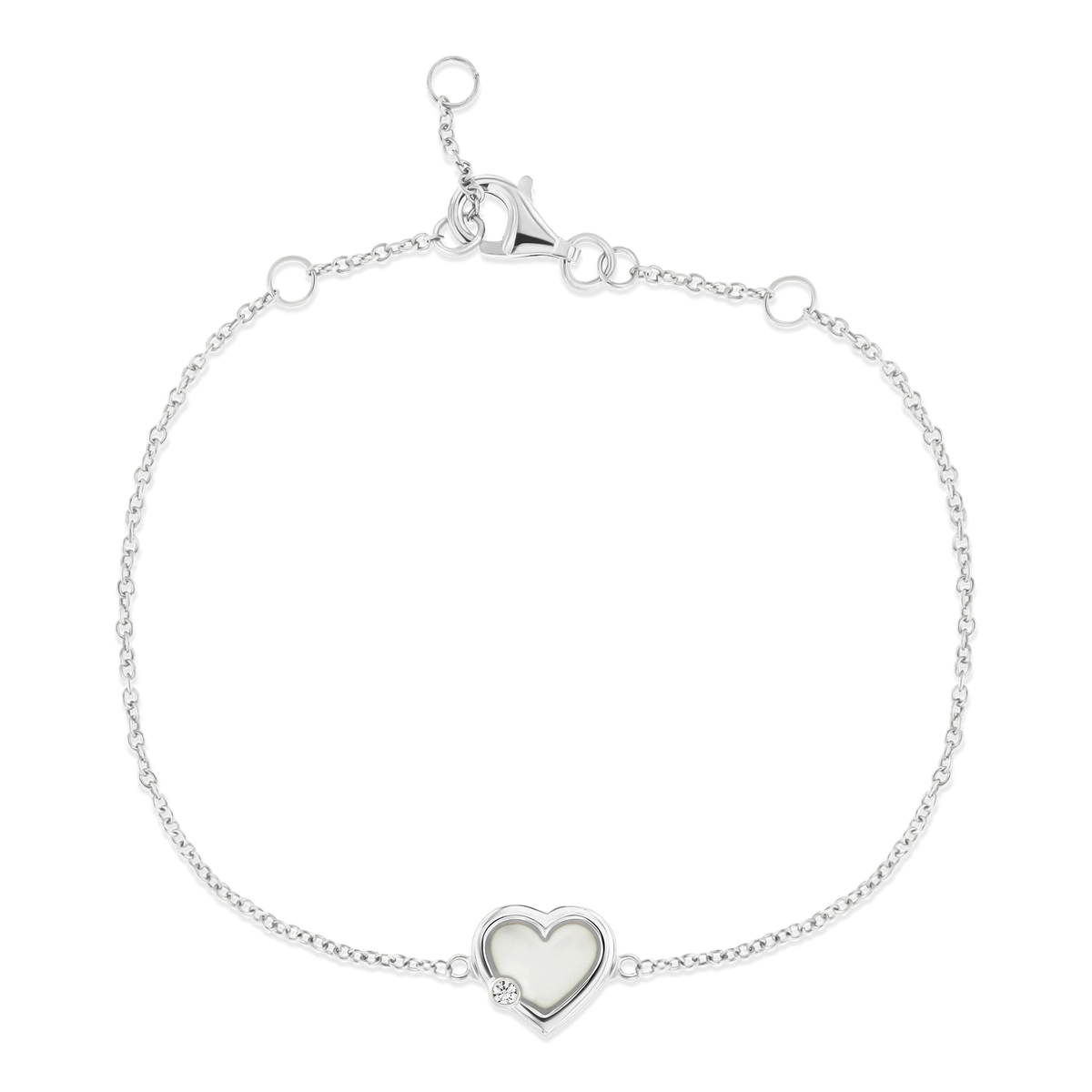 Silbernes Armband mit herzförmigem Anhänger aus Muttermilch-Kunstharz und feiner Kette.