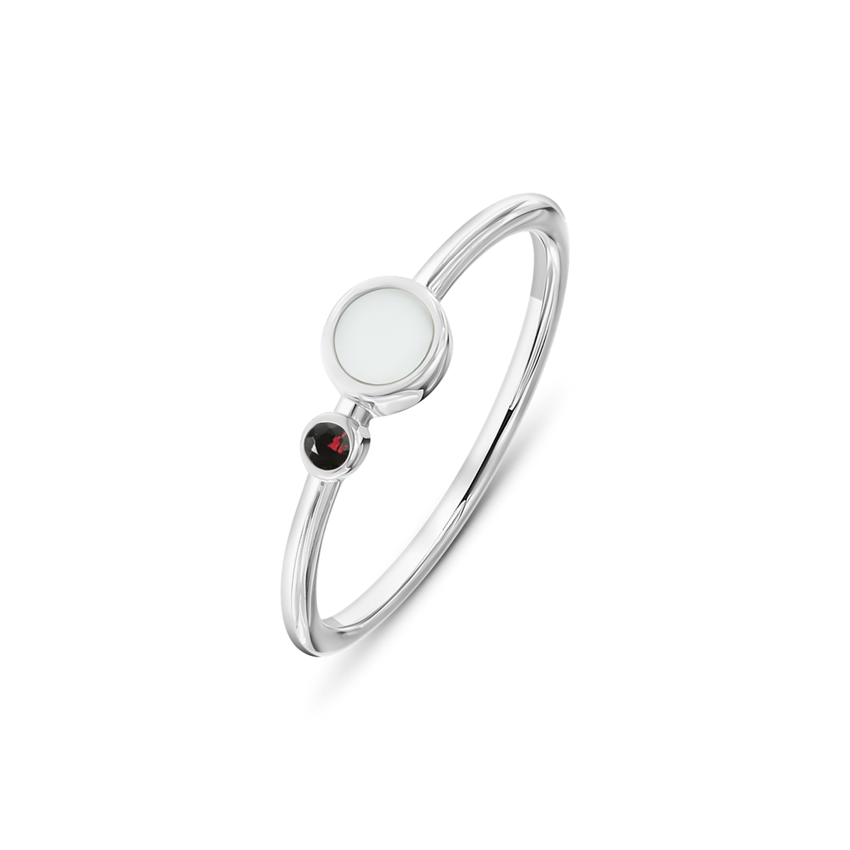 Giulia Muttermilchring Silber mit Granat, Geburtsstein Januar