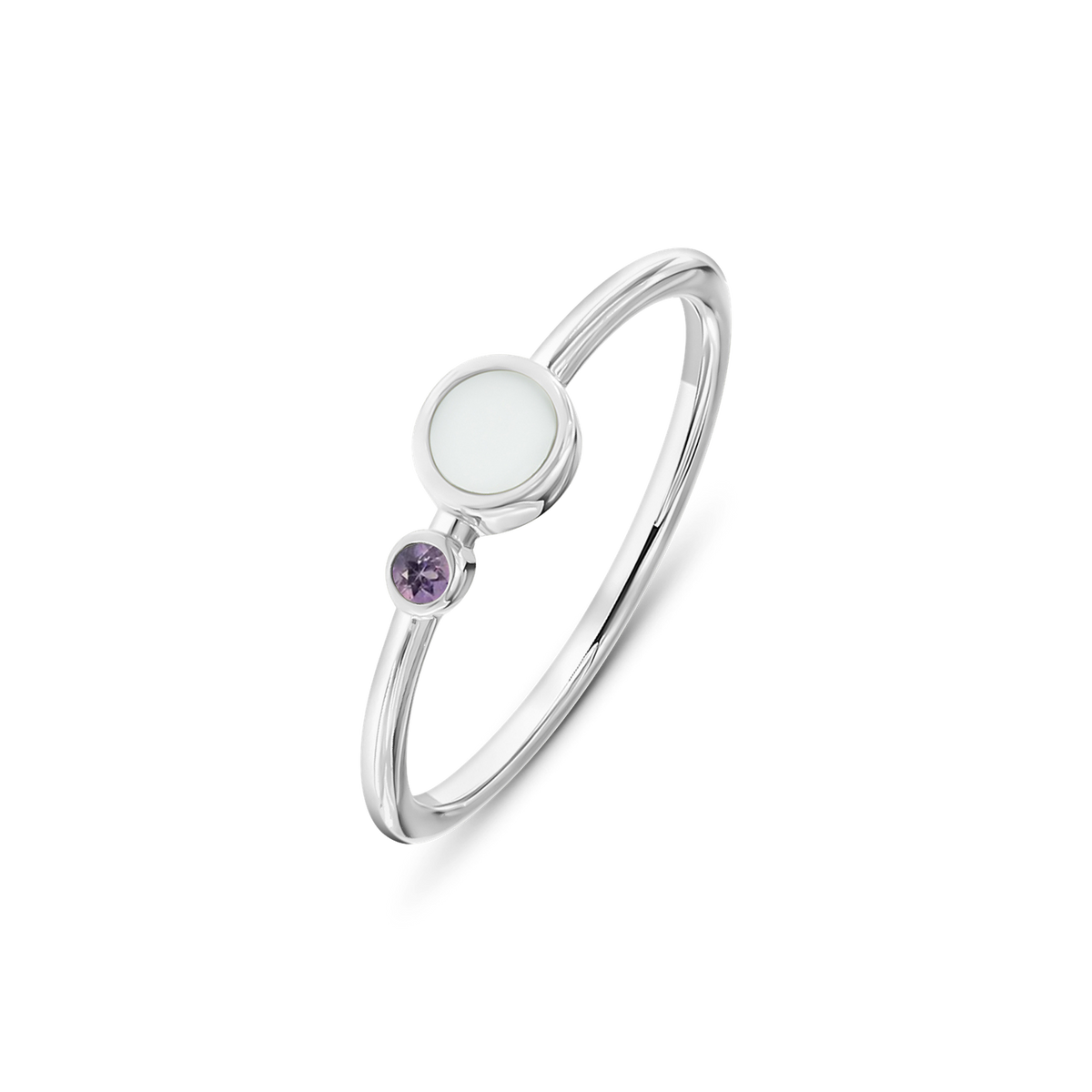 Giulia Muttermilchring Silber mit Amethyst, Geburtsstein Februar