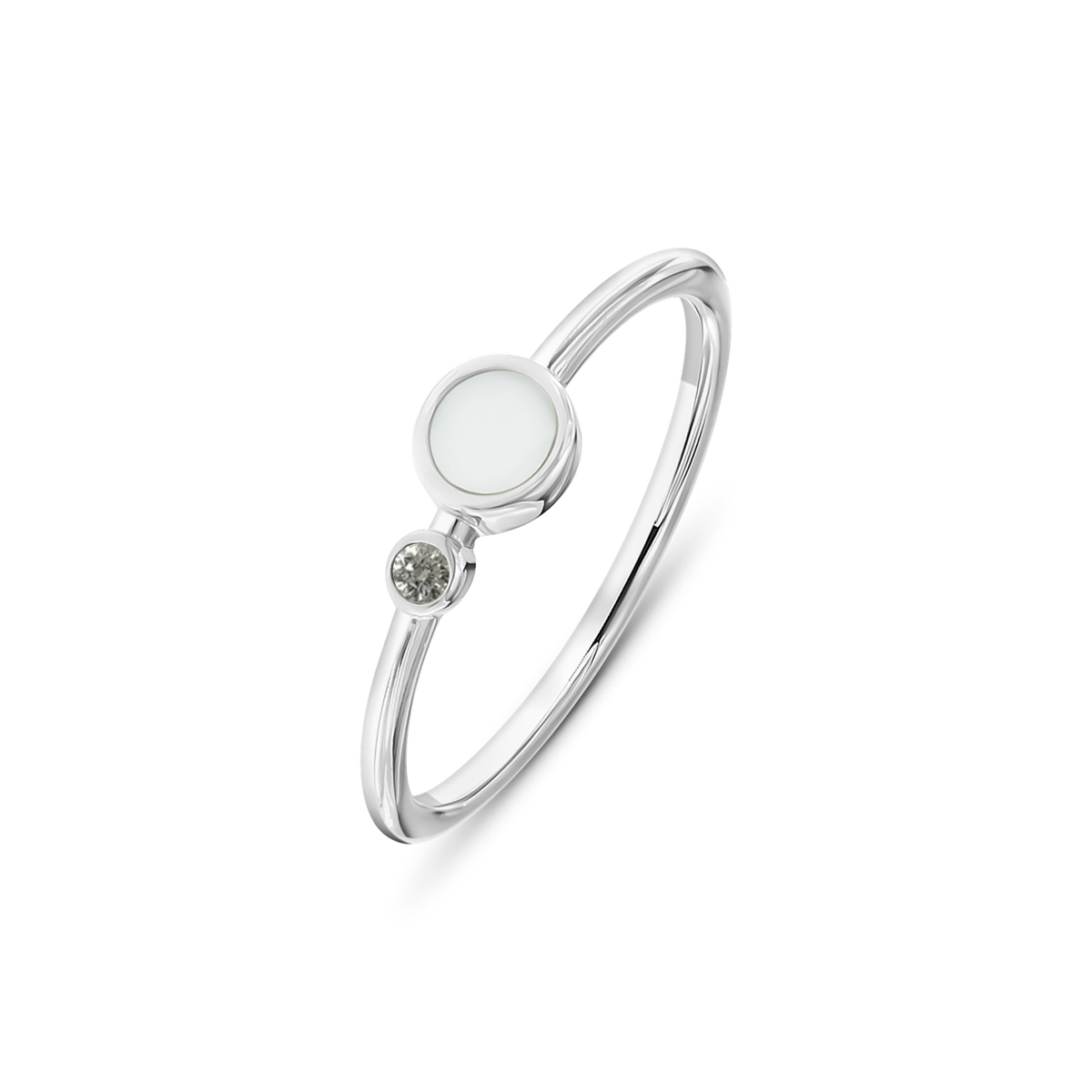 Giulia Muttermilchring Silber mit laborgezüchtetem Diamant, Geburtsstein April